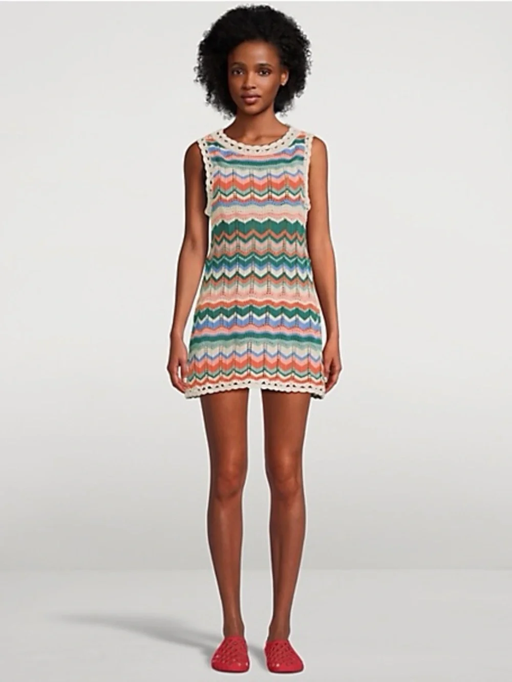 Free People Multicolor Chevron Crochet Mini Dress